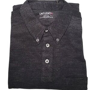 UNTUCKit‎ Men's M Madiran Charcoal Short Sleeve Polo Shirt Pocket Collard NWT